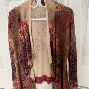 DESIGUAL knit long jacket cardigan US M waterfall style multi-coloured